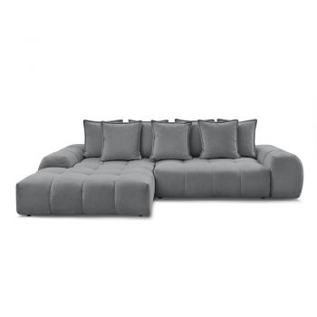 Colțar gri închis extensibil/cu spațiu de depozitare cu tapițerie din chenille (cu colț pe partea stângă/cu șezlong) Everest – Bobochic Paris