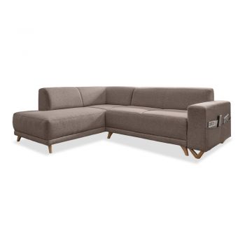 Colțar maro extensibil/cu spațiu de depozitare (cu colț pe partea stângă/în formă de ”L”) Classy Sophie – Miuform