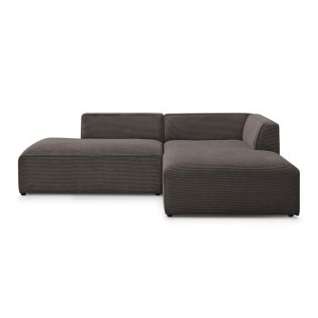 Colțar modular maro cu tapițerie din catifea reiată (cu colț pe partea dreaptă/în formă de ”L”) Megeve – Bobochic Paris