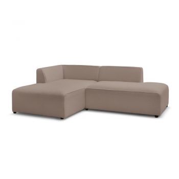 Colțar modular maro cu tapițerie din țesătură bouclé (cu colț pe partea stângă/în formă de ”L”) Megeve – Bobochic Paris