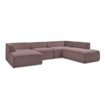 Colțar modular roz (cu colț pe partea dreaptă/în formă de 