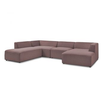 Colțar modular roz (cu colț pe partea stângă/în formă de 