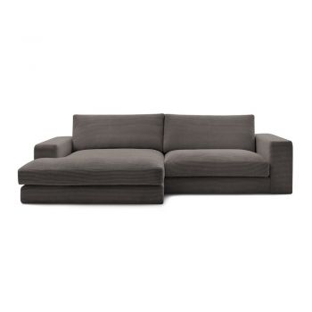 Colțar taupe cu tapițerie din catifea reiată (cu colț pe partea stângă/cu șezlong) Leonard – Bobochic Paris