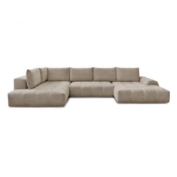 Colțar taupe extensibil/cu spațiu de depozitare cu tapițerie din chenille (cu colț pe partea stângă/în formă de 