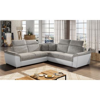 Coltar extensibil 5 locuri ELTAP, Fed-01, Federico, 266x266x102 cm, lemn/poliester, gri/alb