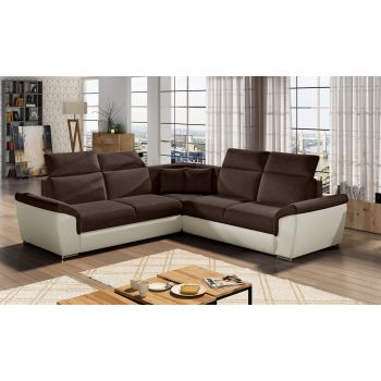 Coltar extensibil 5 locuri ELTAP, Fed-13, Federico, 266x266x102 cm, lemn/poliester, maro inchis/bej deschis