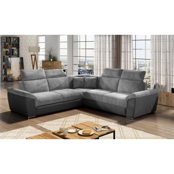 Coltar extensibil 5 locuri ELTAP, Fed-16, Federico, 266x266x102 cm, lemn/poliester, gri/gri inchis