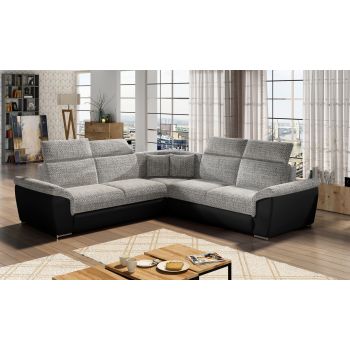 Coltar extensibil 5 locuri ELTAP, Fed-18, Federico, 266x266x102 cm, lemn/poliester, gri/negru