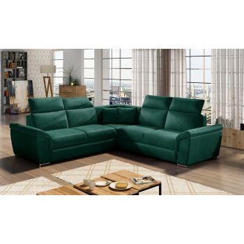 Coltar extensibil 5 locuri ELTAP, Fed-21, Federico, 266x266x102 cm, lemn/poliester, verde inchis