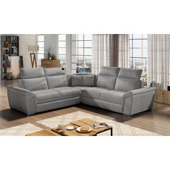 Coltar extensibil 5 locuri ELTAP, Fed-23, Federico, 266x266x102 cm, lemn/poliester, gri deschis