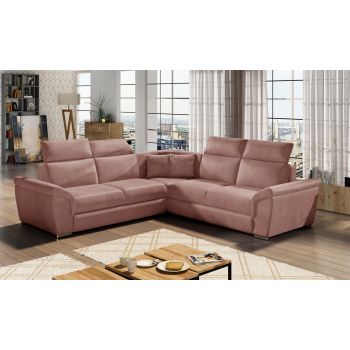 Coltar extensibil 5 locuri ELTAP, Fed-29, Federico, 266x266x102 cm, lemn/poliester, roz inchis