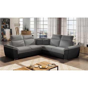 Coltar extensibil 5 locuri ELTAP, Fed-33, Federico, 266x266x102 cm, lemn/poliester, gri inchis/negru