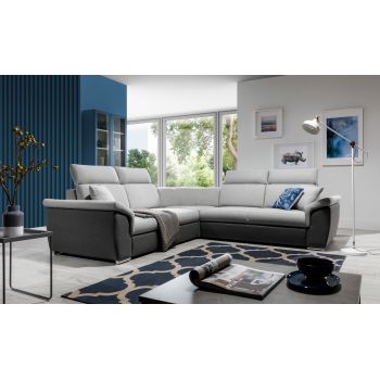 Coltar extensibil 5 locuri ELTAP, Fed-36, Federico, 266x266x102 cm, lemn/poliester, gri deschis/gri inchis