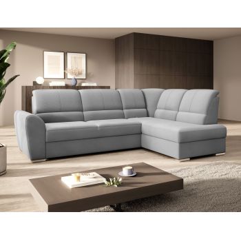 Coltar extensibil dreapta 3 locuri ELTAP, RT-03NU, Siber, 270x186x93 cm, lemn/poliester, gri deschis