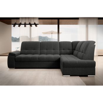 Coltar extensibil dreapta 3 locuri ELTAP, RT-04FL, Sado, 272x192x95 cm, lemn/poliester, gri inchis
