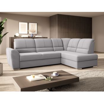 Coltar extensibil dreapta 3 locuri ELTAP, RT-04GO, Siber, 270x186x93 cm, lemn/poliester, gri deschis
