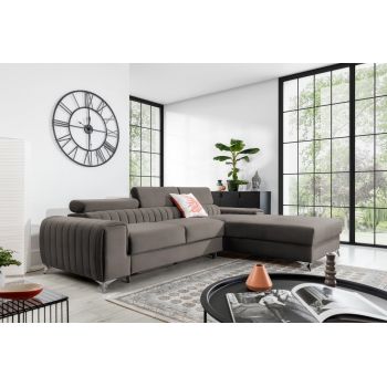 Coltar extensibil dreapta 3 locuri ELTAP, RT-04LO, Grayson, 278x205x92 cm, lemn/poliester, gri