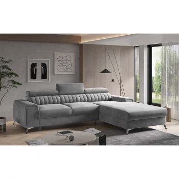 Coltar extensibil dreapta 3 locuri ELTAP, RT-04SO, Grayson, 278x205x92 cm, lemn/poliester, gri