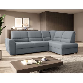 Coltar extensibil dreapta 3 locuri ELTAP, RT-04VE, Siber, 270x186x93 cm, lemn/poliester, gri deschis