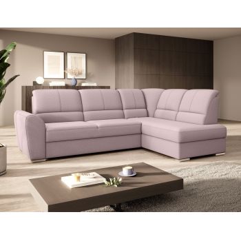 Coltar extensibil dreapta 3 locuri ELTAP, RT-101GO, Siber, 270x186x93 cm, lemn/poliester, roz deschis
