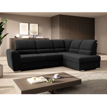 Coltar extensibil dreapta 3 locuri ELTAP, RT-10FL, Siber, 270x186x93 cm, lemn/poliester, negru
