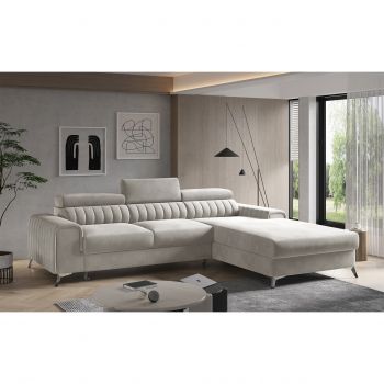 Coltar extensibil dreapta 3 locuri ELTAP, RT-18SO, Grayson, 278x205x92 cm, lemn/poliester, bej deschis