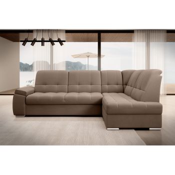 Coltar extensibil dreapta 3 locuri ELTAP, RT-20NU, Sado, 272x192x95 cm, lemn/poliester, maro deschis