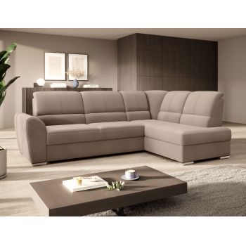 Coltar extensibil dreapta 3 locuri ELTAP, RT-20NU, Siber, 270x186x93 cm, lemn/poliester, maro deschis