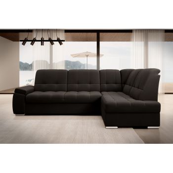 Coltar extensibil dreapta 3 locuri ELTAP, RT-22NU, Sado, 272x192x95 cm, lemn/poliester, maro inchis