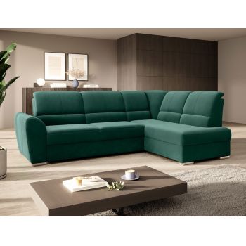 Coltar extensibil dreapta 3 locuri ELTAP, RT-35LU, Siber, 270x186x93 cm, lemn/poliester, verde inchis