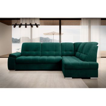 Coltar extensibil dreapta 3 locuri ELTAP, RT-35NU, Sado, 272x192x95 cm, lemn/poliester, verde inchis