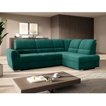 Coltar extensibil dreapta 3 locuri ELTAP, RT-35NU, Siber, 270x186x93 cm, lemn/poliester, verde inchis