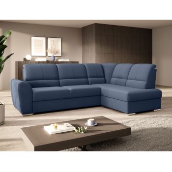 Coltar extensibil dreapta 3 locuri ELTAP, RT-40GO, Siber, 270x186x93 cm, lemn/poliester, albastru inchis