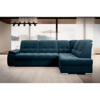 Coltar extensibil dreapta 3 locuri ELTAP, RT-40NU, Sado, 272x192x95 cm, lemn/poliester, albastru inchis
