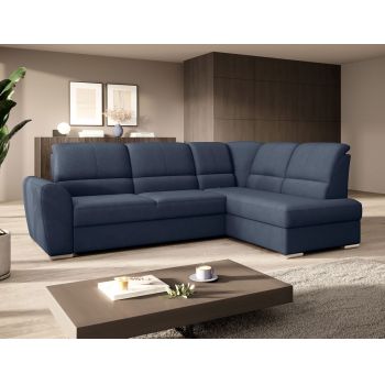 Coltar extensibil dreapta 3 locuri ELTAP, RT-40PO, Siber, 270x186x93 cm, lemn/poliester, albastru inchis