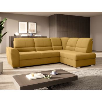 Coltar extensibil dreapta 3 locuri ELTAP, RT-45LO, Siber, 270x186x93 cm, lemn/poliester, galben