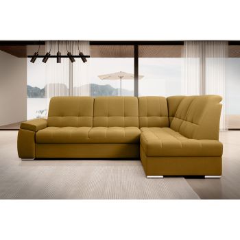 Coltar extensibil dreapta 3 locuri ELTAP, RT-45NU, Sado, 272x192x95 cm, lemn/poliester, mustar