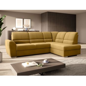 Coltar extensibil dreapta 3 locuri ELTAP, RT-45NU, Siber, 270x186x93 cm, lemn/poliester, mustar