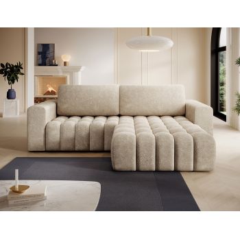 Coltar extensibil dreapta 4 locuri ELTAP, Bon-24, Bonett, 250x175x92 cm, lemn/poliester, bej inchis