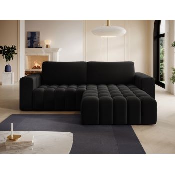 Coltar extensibil dreapta 4 locuri ELTAP, Bon-33, Bonett, 250x175x92 cm, lemn/poliester, negru
