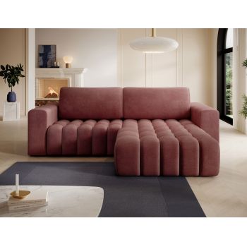 Coltar extensibil dreapta 4 locuri ELTAP, Bon-36, Bonett, 250x175x92 cm, lemn/poliester, roz inchis