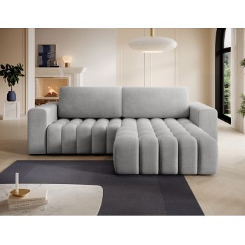 Coltar extensibil dreapta 4 locuri ELTAP, Bon-38, Bonett, 250x175x92 cm, lemn/poliester, gri deschis