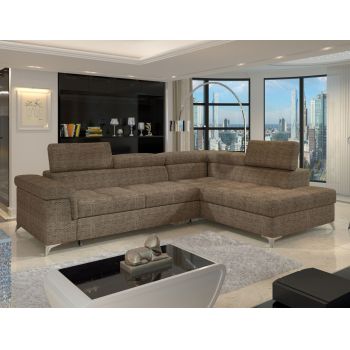 Coltar extensibil dreapta 4 locuri ELTAP, ERI-02, Eridano, 275x202x88 cm, lemn/poliester, bej inchis