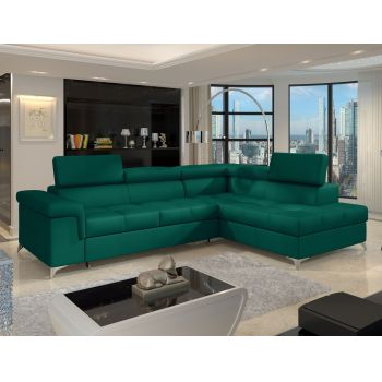 Coltar extensibil dreapta 4 locuri ELTAP, ERI-08, Eridano, 275x202x88 cm, lemn/poliester, verde inchis