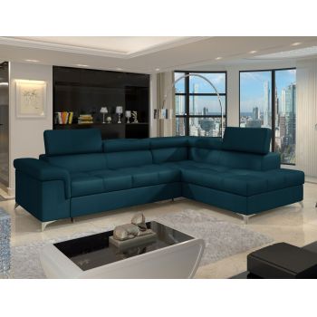 Coltar extensibil dreapta 4 locuri ELTAP, ERI-10, Eridano, 275x202x88 cm, lemn/poliester, albastru
