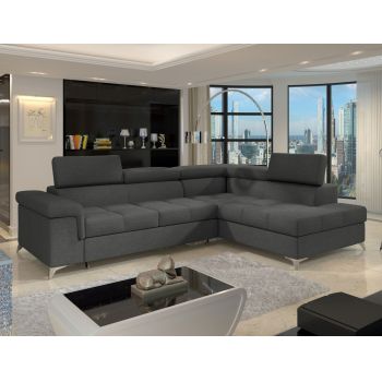 Coltar extensibil dreapta 4 locuri ELTAP, ERI-13, Eridano, 275x202x88 cm, lemn/poliester, gri inchis