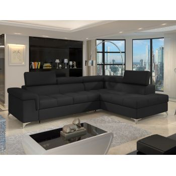 Coltar extensibil dreapta 4 locuri ELTAP, ERI-14, Eridano, 275x202x88 cm, lemn/poliester, negru