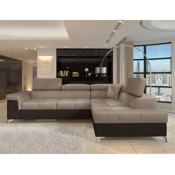 Coltar extensibil dreapta 4 locuri ELTAP, ERI-21, Eridano, 275x202x88 cm, lemn/poliester, maro deschis/maro inchis