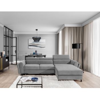Coltar extensibil dreapta 4 locuri ELTAP, Mari-27, Mariall, 288x200x92 cm, lemn/poliester, gri