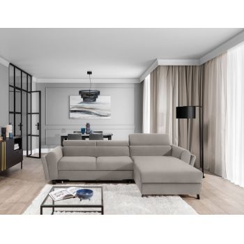 Coltar extensibil dreapta 4 locuri ELTAP, Mari-37, Mariall, 288x200x92 cm, lemn/poliester, bej